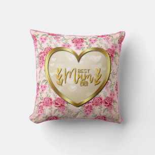 Pink Rose und Goldenes Herz Beste Mutter Aller Zei Kissen