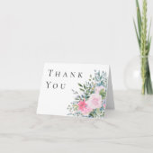 Pink Rose Wasserfarbe Danke Karte (Vorderseite)
