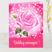Pink rose watercolor  - Hungarian name day Karte (Gelbe Blume)