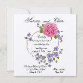 Pink Rose Wedding Danke Karte (Rückseite)