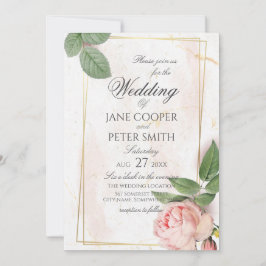 Pink rose Wedding Invitation Einladung