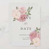 Pink Rose Wedding Save The Date (Vorne/Hinten)