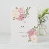 Pink Rose Wedding Save The Date (Stehend Vorderseite)