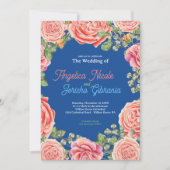 Pink Rose Wedding Theme Einladung (Vorderseite)