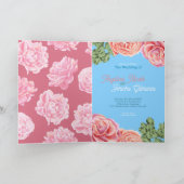 Pink Rose Wedding Theme Karte (Innenseite)