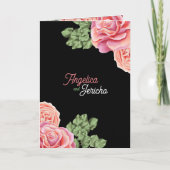 Pink Rose Wedding Theme Karte (Vorderseite)