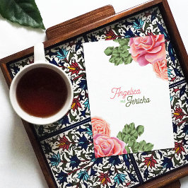 Pink Rose Wedding Theme Karte