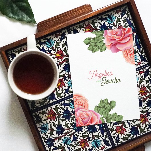 Pink Rose Wedding Theme Karte