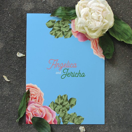 Pink Rose Wedding Theme Karte