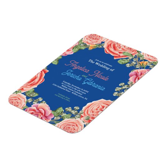 Pink Rose Wedding Theme Magnet (Linke Seite)