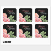 Pink Rose Wedding Theme Quadratischer Aufkleber (Blatt)