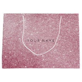 Pink Rose White Glitzer Gefallen Geschenktasche Große Geschenktüte