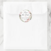 Pink Rose White Hydrangea Save the Date Runder Aufkleber (Tasche)