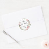 Pink Rose White Hydrangea Save the Date Runder Aufkleber (Umschlag)