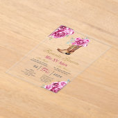 Pink rose with boot Quinceañera Invitation Acryleinladungen (Ablage )
