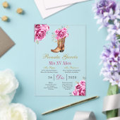 Pink rose with boot Quinceañera Invitation Acryleinladungen (In Situ (Hochzeit))