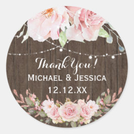 Pink Rose Wood Mason Jar Lights Vielen Dank Runder Aufkleber