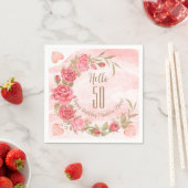 Pink Rose Wreath Personalisiert Geburtstagsparty Serviette (Beispiel)