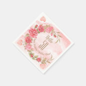 Pink Rose Wreath Personalisiert Geburtstagsparty Serviette (Ecke)