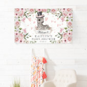Pink Rose Zebra Baby Dusche Banner (Insitu)