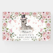 Pink Rose Zebra Baby Dusche Banner (Horizontal)