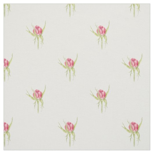 Pink Rosebud Tea Rose Flower Drawing White Stoff (Muster)