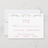 Pink Rosebuds Greenery Monogram RSVP Response Card Karte (Vorderseite)