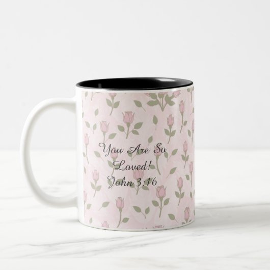 Pink Rosebuds Zweifarbige Tasse (Links)