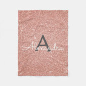 Pink-Roségold-Glitzer-Monogramm-Name Fleecedecke (Vorderseite)