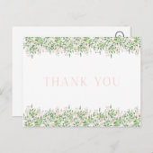 Pink Rosenknospe Border Danke Postcard Postkarte (Vorne/Hinten)