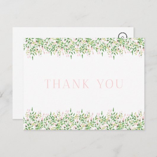 Pink Rosenknospe Border Danke Postcard Postkarte (Vorne/Hinten)