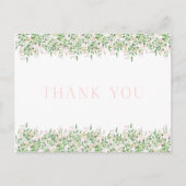 Pink Rosenknospe Border Danke Postcard Postkarte (Vorderseite)