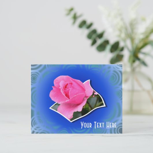 Pink Rosenknospe Floral Anpassbare Postkarte (Stehend Vorderseite)