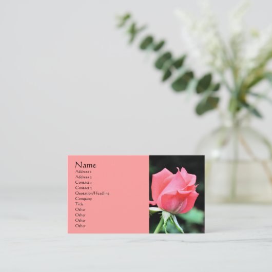 Pink Rosenknospe Flower Fotografy Business Card Visitenkarte (Stehend Vorderseite)