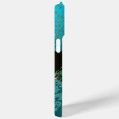 PINK ROSENKNOSPE JEWEL, BLUE AQUAMARIN DAMASK GEM Case-Mate iPhone HÜLLE (Rückseite / Rechts)