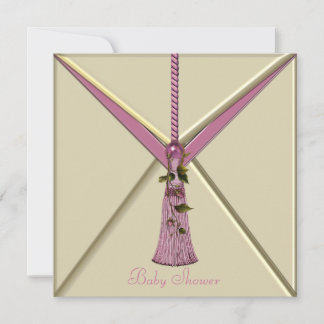 Pink Rosenknospe Tassel Baby Dusche Einladungen