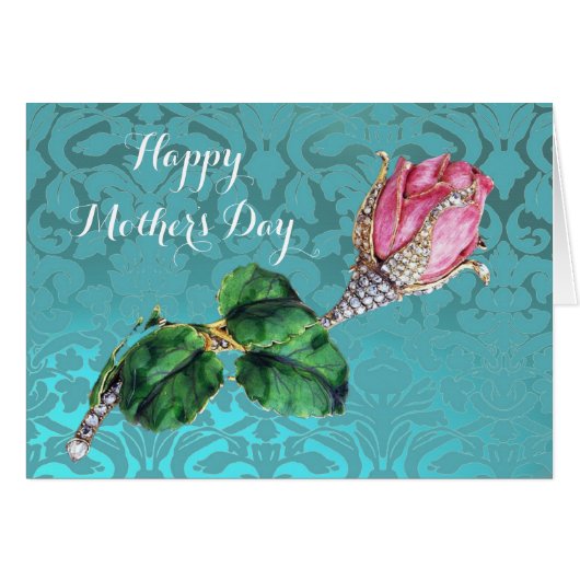 PINK ROSENKNOSPE UND DIAMONDS BLUE DAMASK Mutterta (Vorderseite (Horizontal))