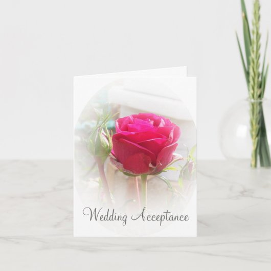Pink Rosenknospe Wedding Acceptcard Dankeskarte (Vorderseite)