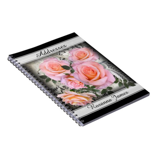 Pink Roses-Adresse individuell einstellbar Notizblock (Rechte Seite)