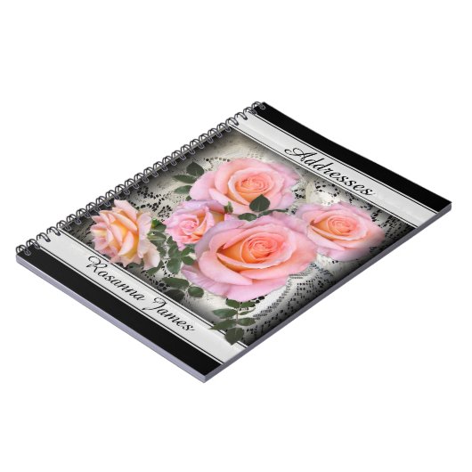 Pink Roses-Adresse individuell einstellbar Notizblock (Linke Seite)