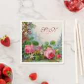 PINK ROSES AND JASMINES FLORAL WEDING MONOGRAM SERVIETTE (Beispiel)