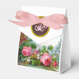 PINK ROSES AND JASMINES GEM STONE WEDING MONOGRAM GESCHENKSCHACHTEL