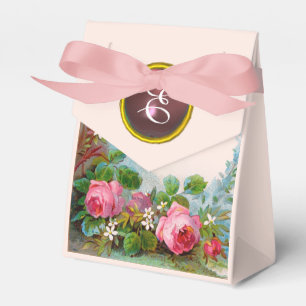 PINK ROSES AND JASMINES GEM STONE WEDING MONOGRAM GESCHENKSCHACHTEL