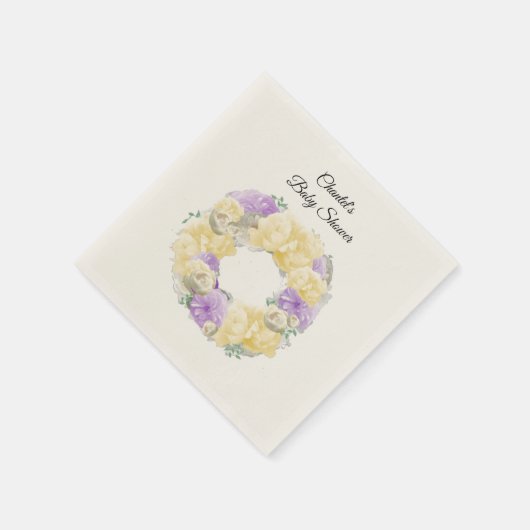 Pink Roses and Peonies Baby Shooting Paper Napkins Serviette (Ecke)