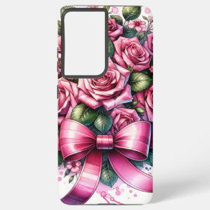 : Pink Roses and Ribbons Phone Case Samsung Galaxy Hülle
