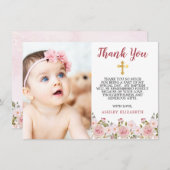 Pink Roses Aquarell Blumentaufe Vielen Dank Dankeskarte (Vorne/Hinten)