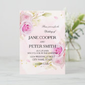Pink roses arrangement Wedding Invitation Einladung (Stehend Vorderseite)