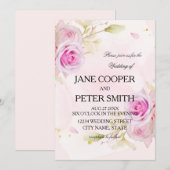 Pink roses arrangement Wedding Invitation Einladung (Vorne/Hinten)