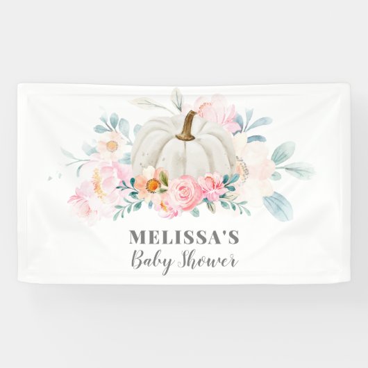 Pink Roses Baby Dusche Blumenpumpen Banner (Horizontal)