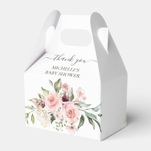 Pink Roses Baby Dusche Danke Geschenkschachtel (Rückseite)
